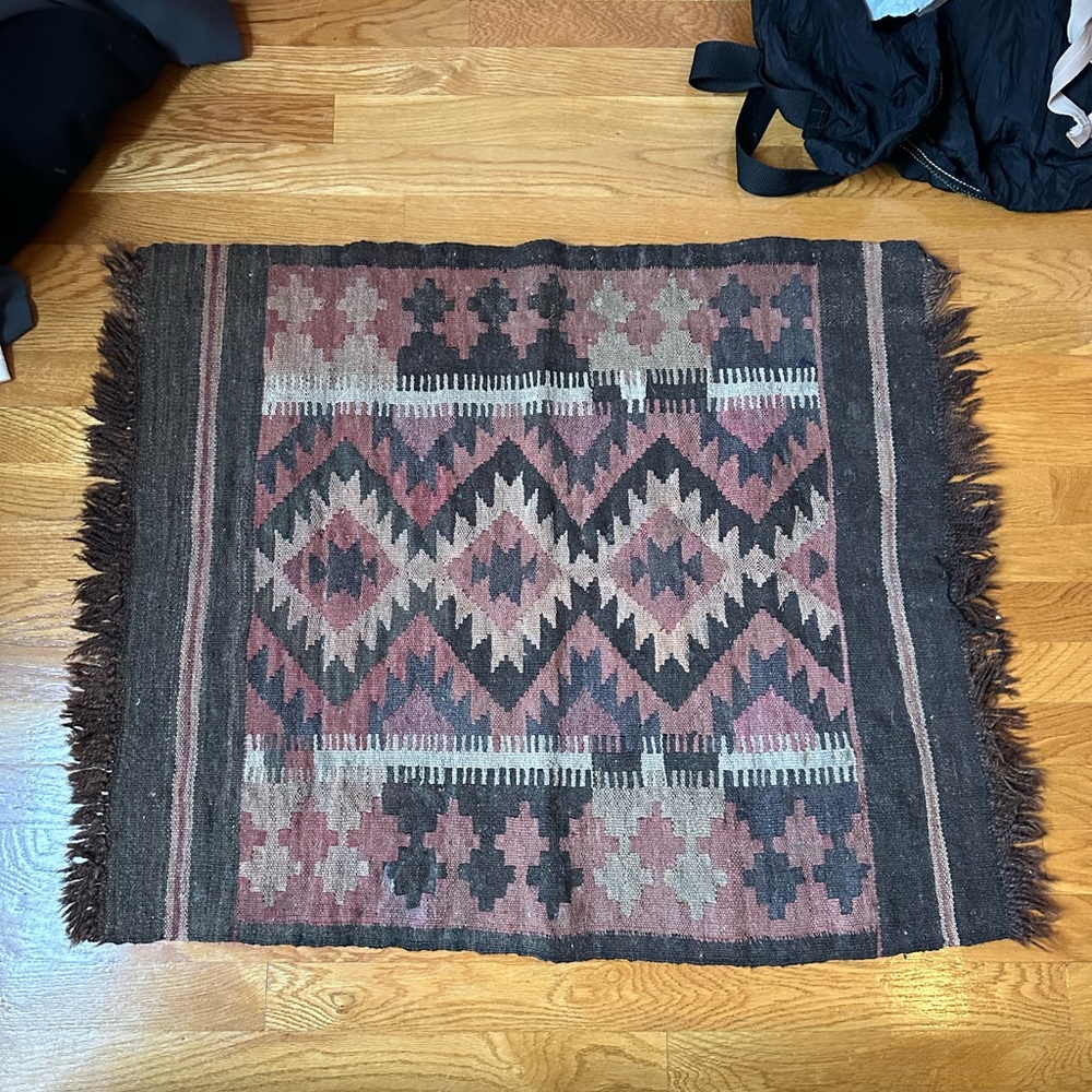 American Vintage Geometric Door Mat - Black, Brown, Red